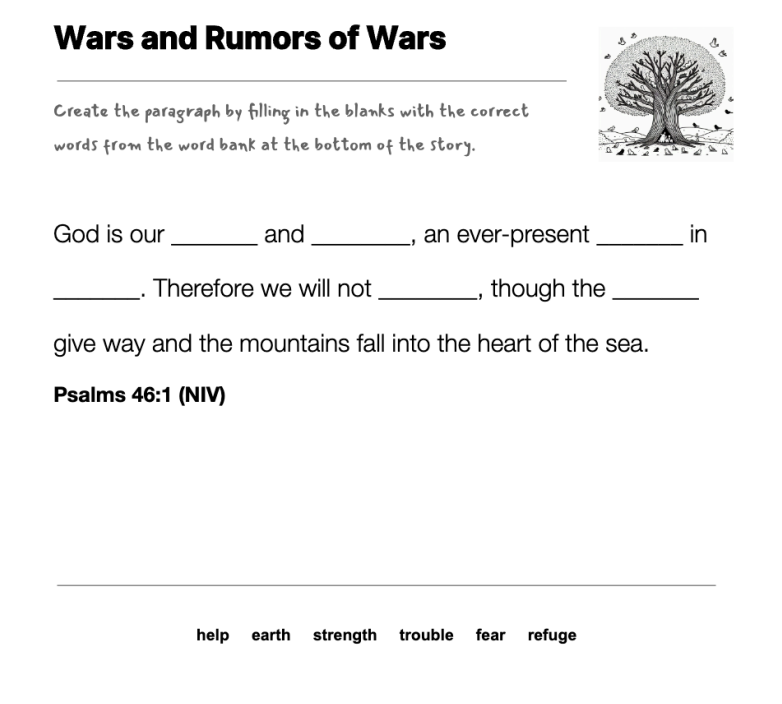 Wars and Rumors of Wars fill-in-the-blank